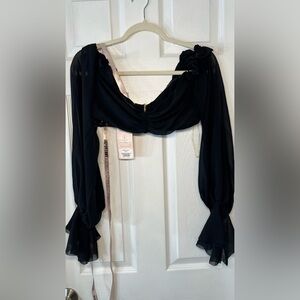 House Of‎ CB Black off The shoulder Cropped Top Size Large NWT.